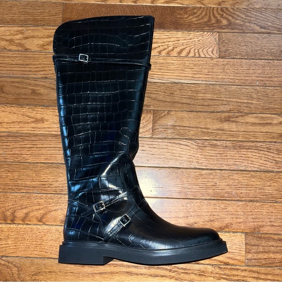SARTO By Franco Sarto Ainsley Knee High Boot Black Croc Print Women’s Size 8 - Picture 4 of 15